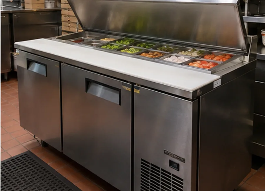 Sandwich prep table ready after cooling problem repair in Atlanta
