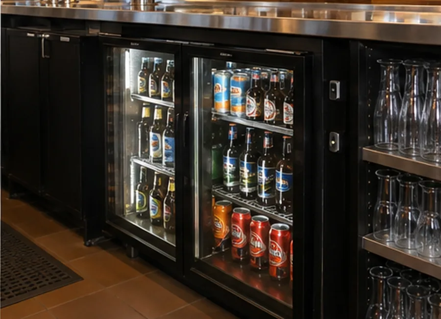 Back bar refrigerator ready after cooling issue service in Atlanta