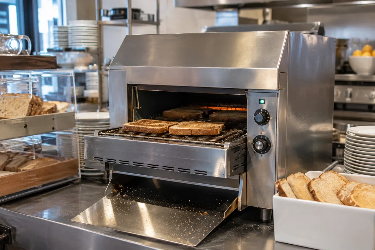 Commercial conveyor toaster ready for breakfast service after repair in Tampa