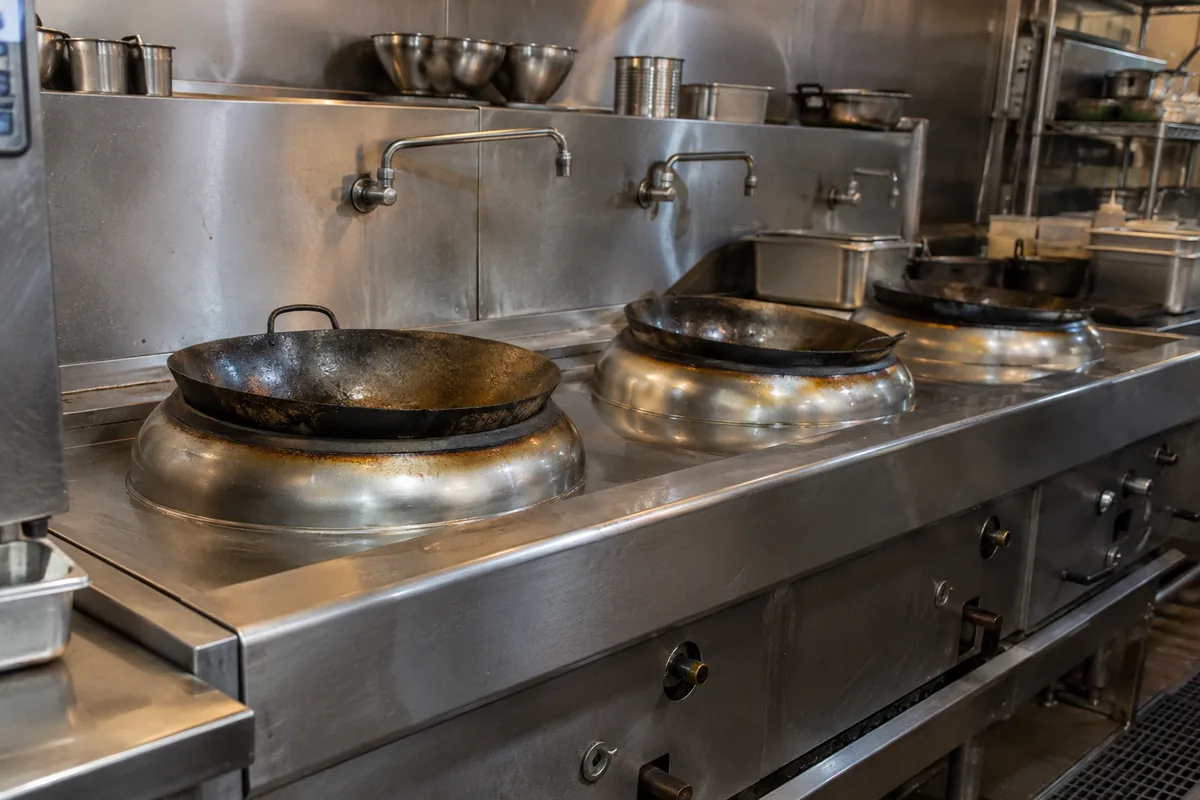 Commercial wok range ready after burner flame repair near Tampa