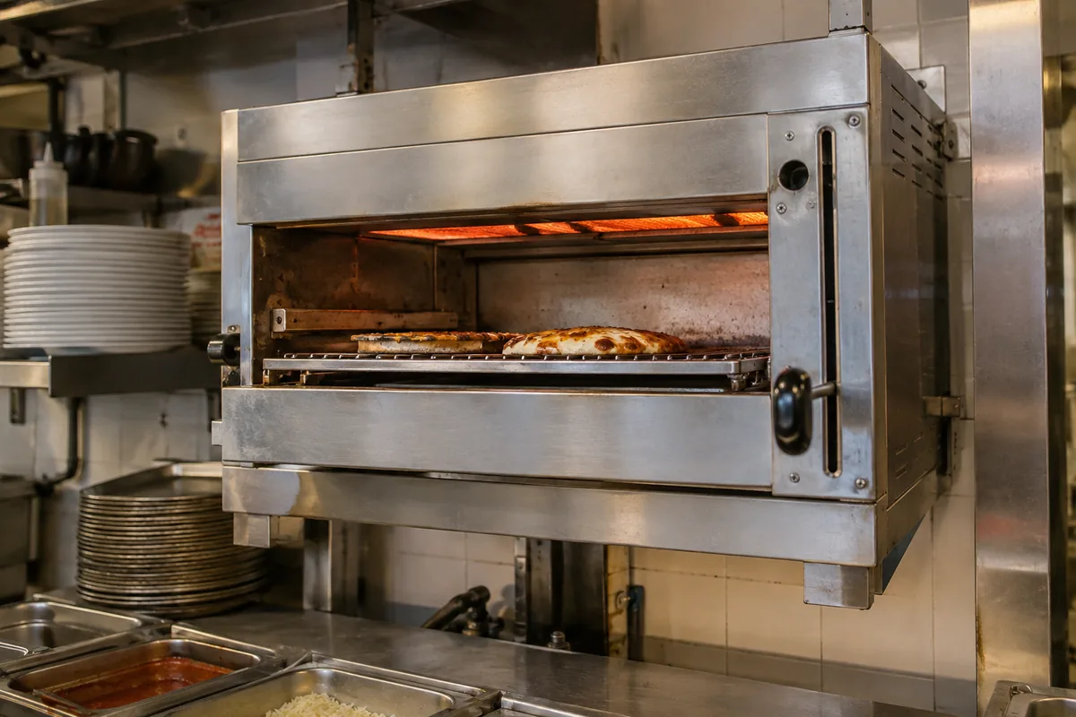 Commercial salamander broiler ready after top-heat service in Tampa