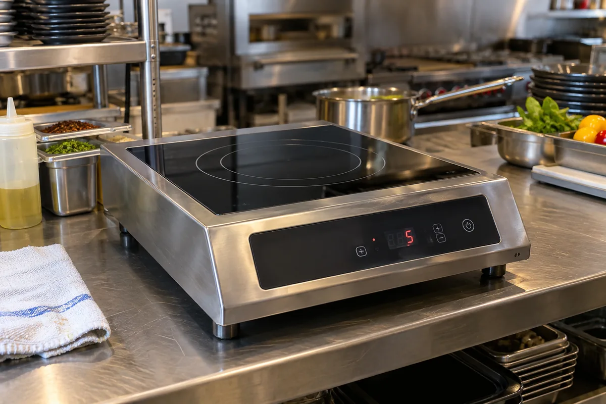 Commercial induction cooker ready after control error service in Tampa