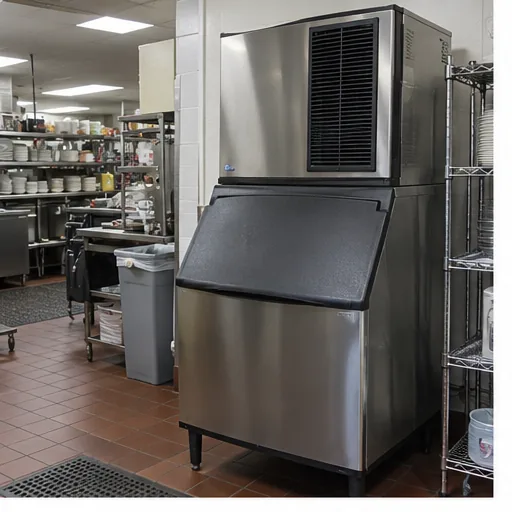 Commercial ice machine ready for service after low-production repair in Atlanta