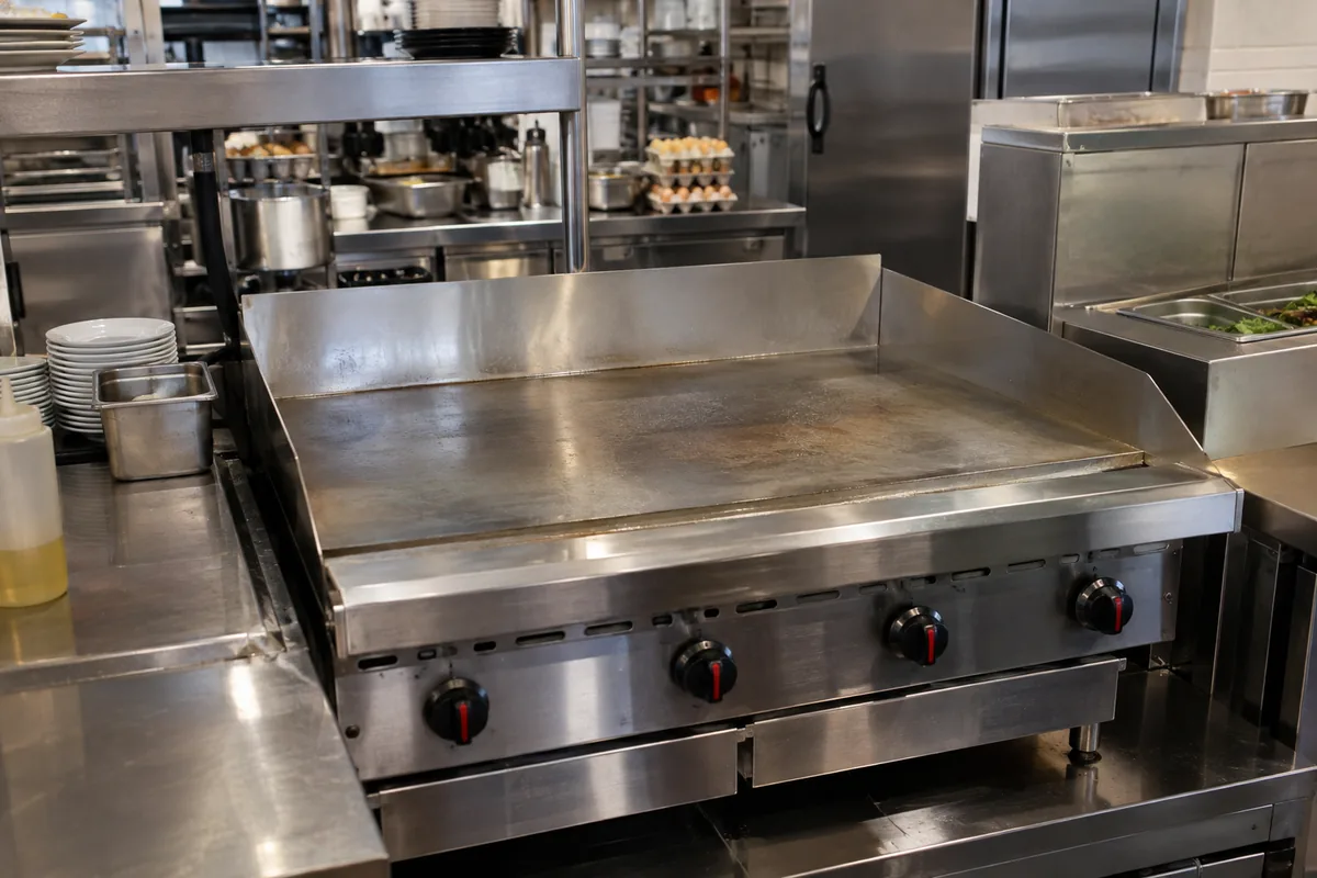 Commercial griddle ready for use after uneven surface heat repair in Atlanta
