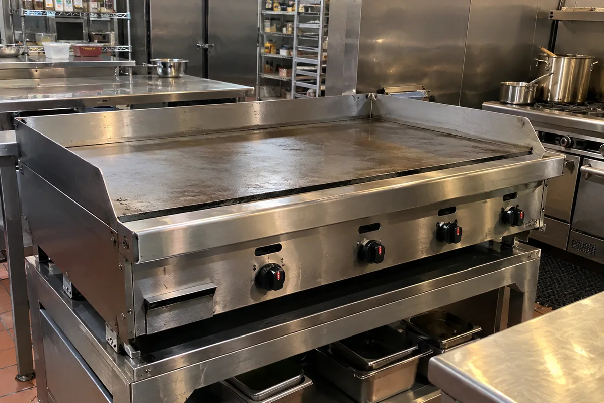 Large commercial griddle ready after heat recovery service in Atlanta