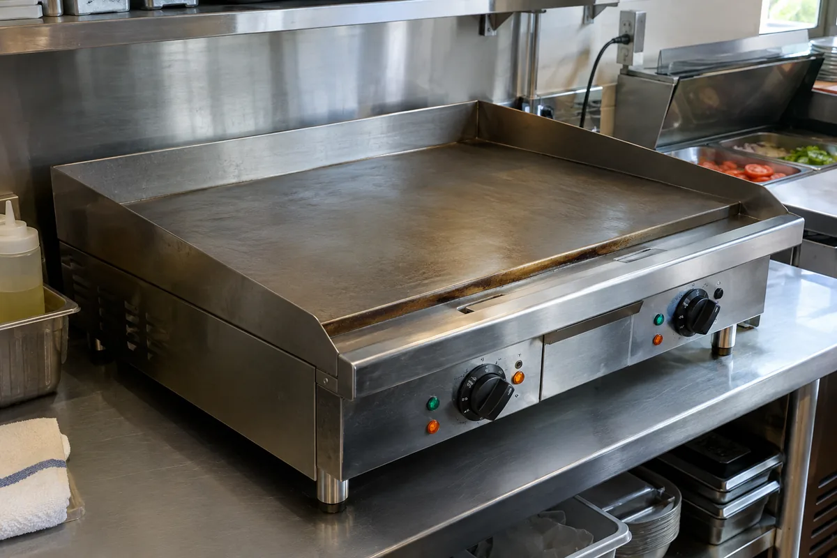 Electric commercial griddle after heating element service in Atlanta