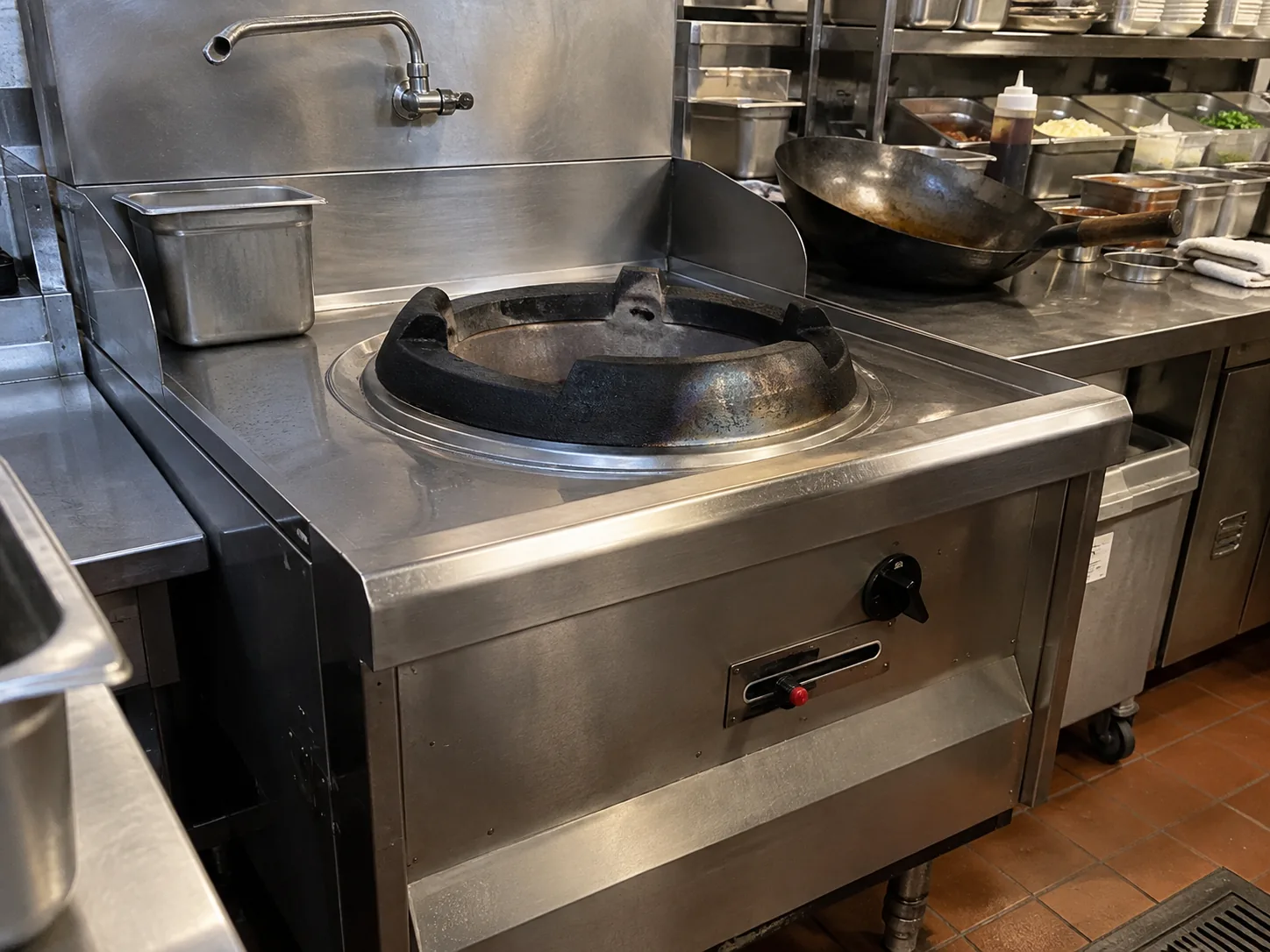 Single-burner commercial wok range after weak flame correction in Atlanta