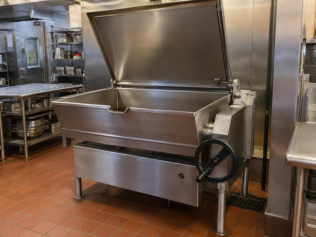 Commercial braising pan after thermostat service in an Atlanta kitchen