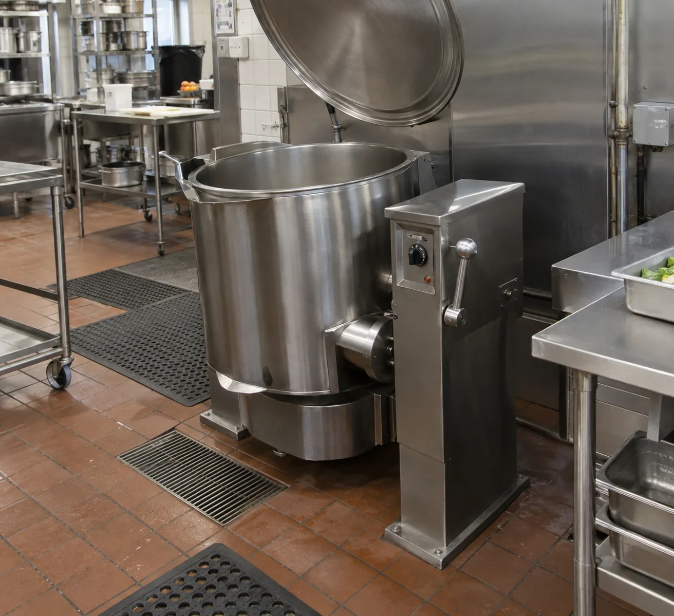 Commercial tilting steam kettle after temperature control service in Atlanta