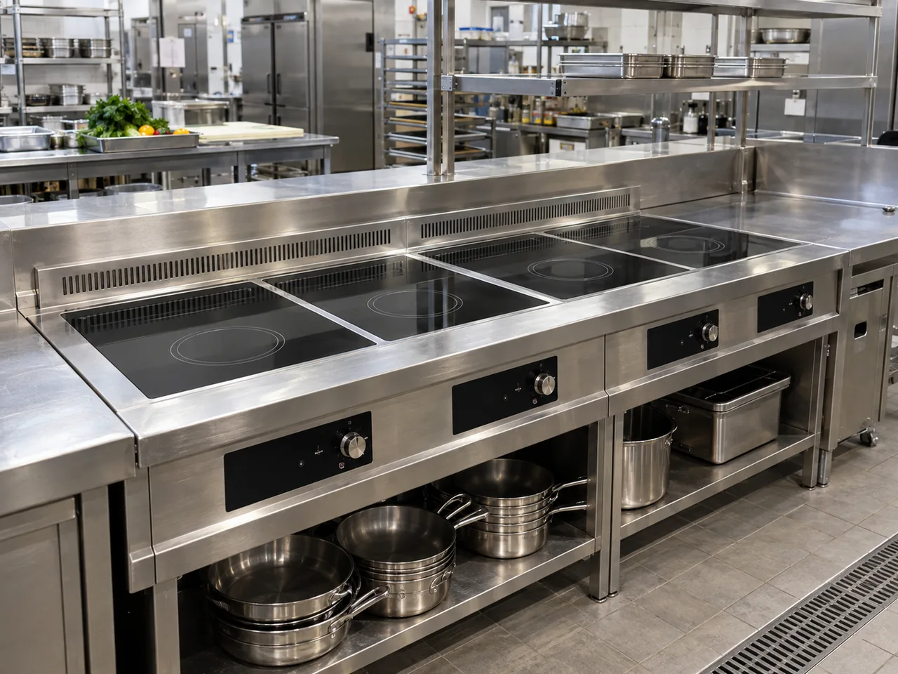 Commercial induction range after temperature control repair in Metro Atlanta