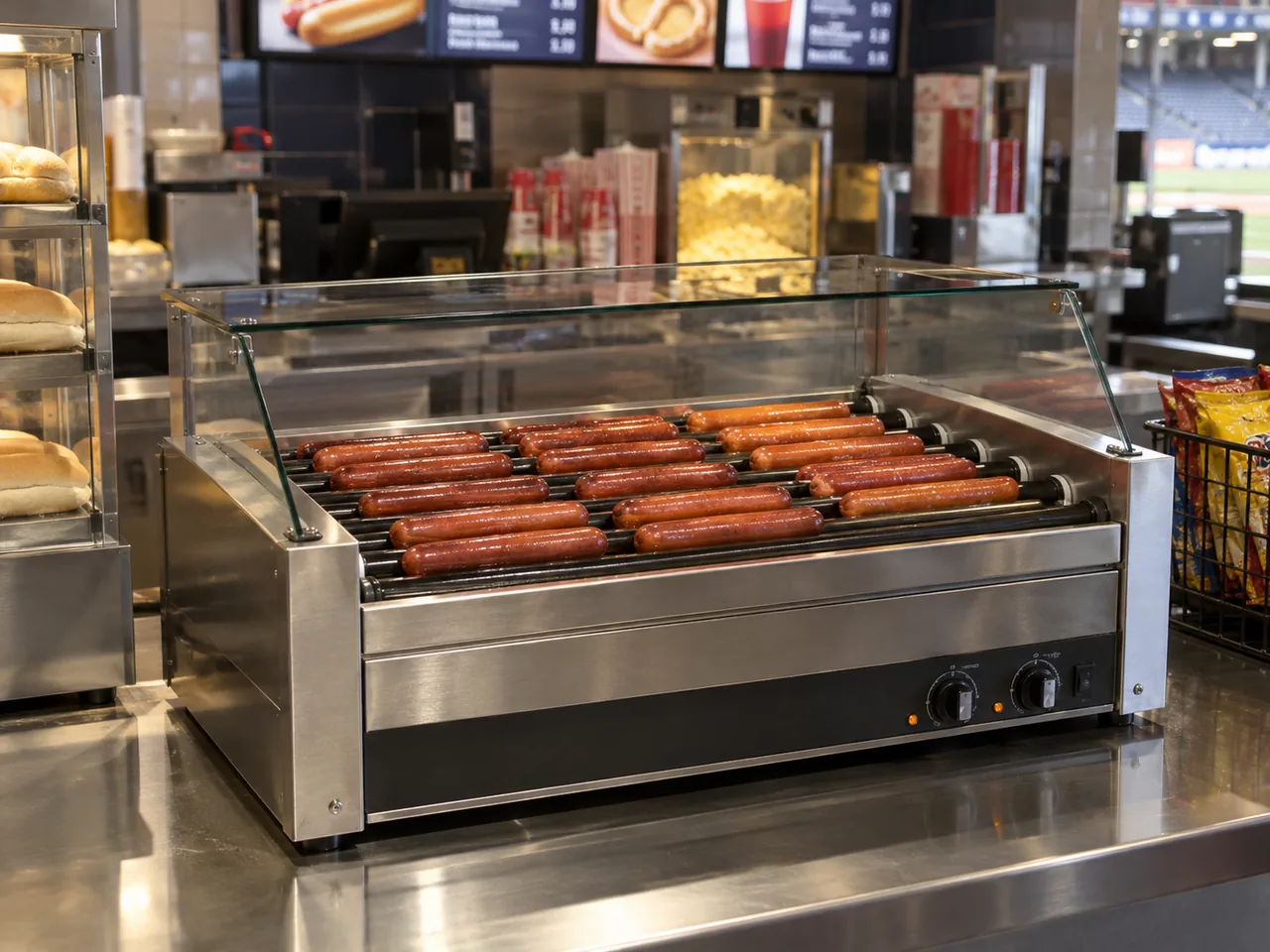Commercial roller grill after heating element service in Atlanta