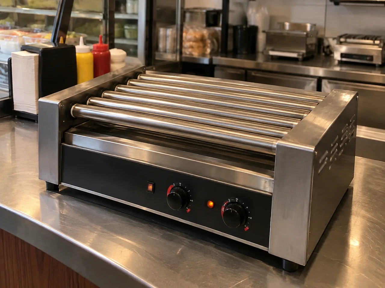 Commercial roller grill after heat-zone service in Atlanta