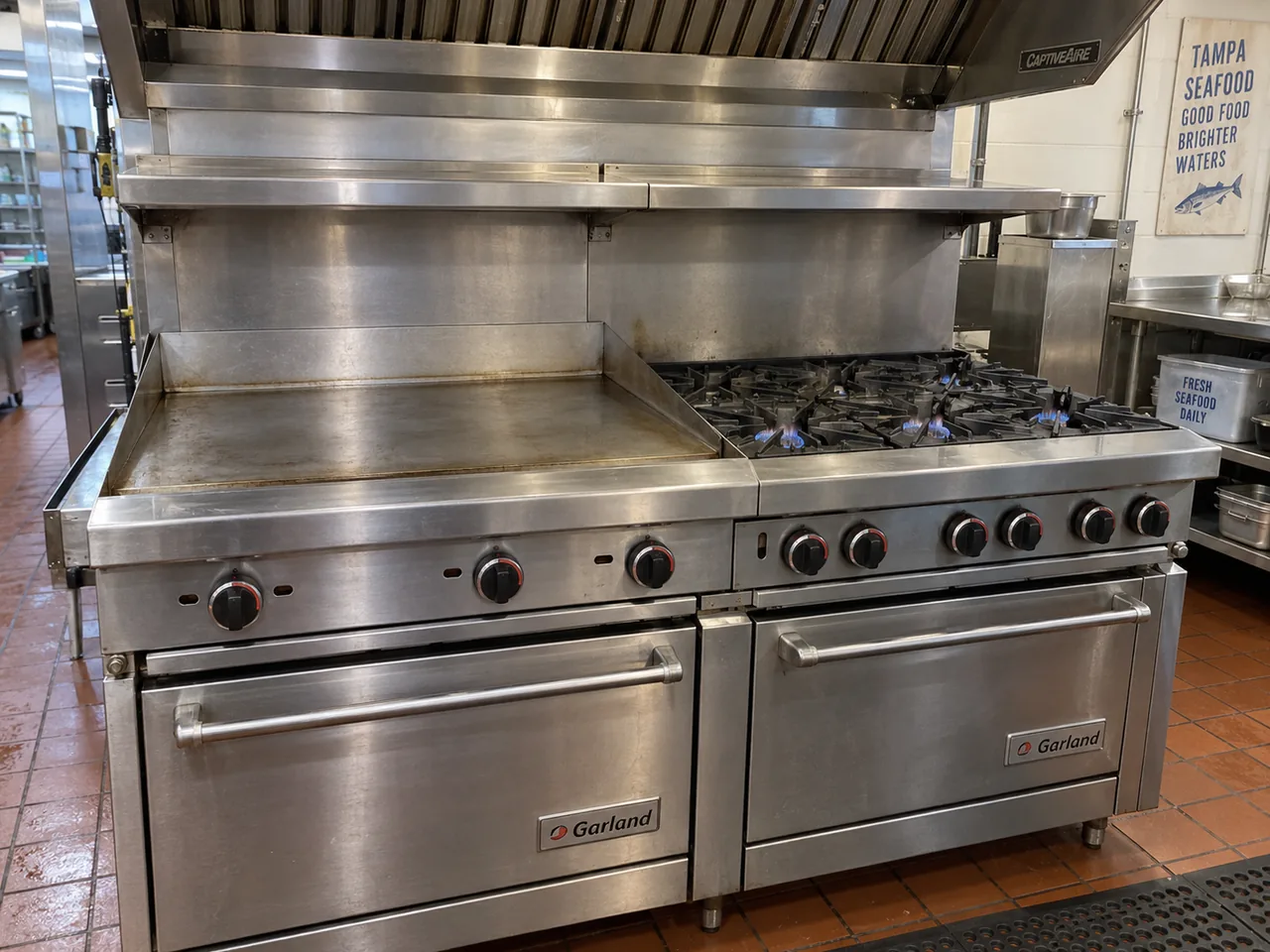 Commercial range and griddle after service in Tampa