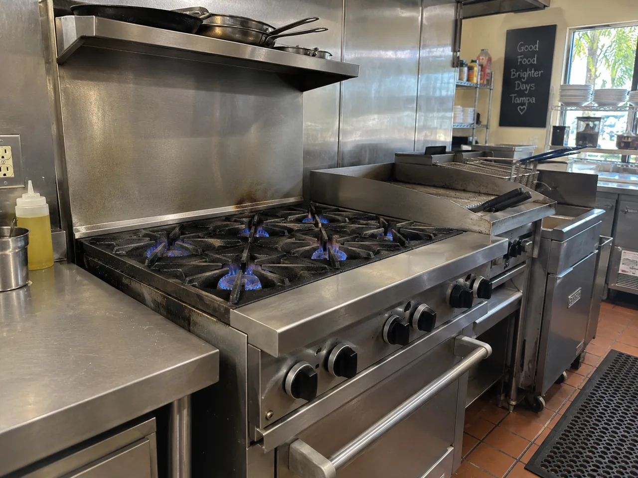 Commercial gas range after pilot repair in Tampa