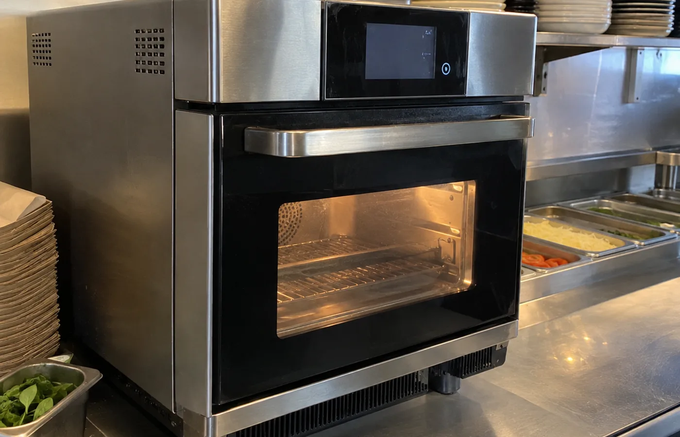 Commercial high-speed oven ready after power repair in Temple Terrace