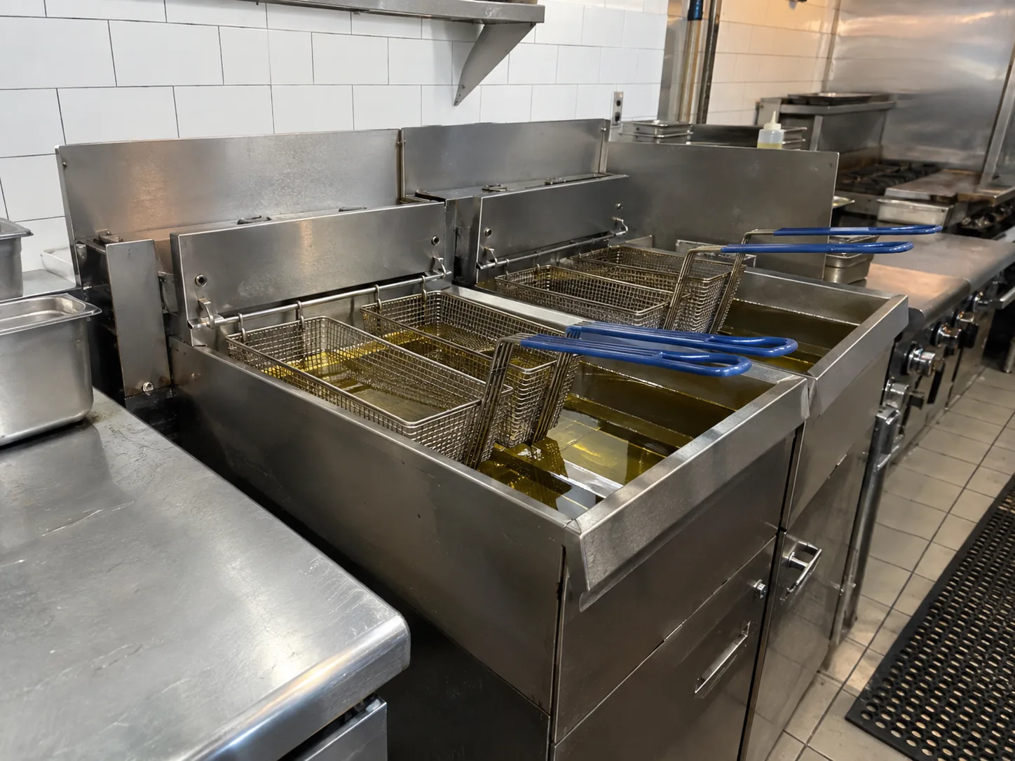 Commercial electric fryer ready after heating element service