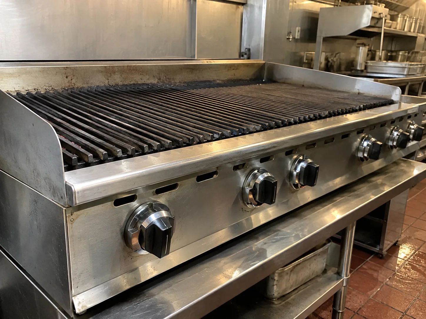 Garland radiant charbroiler ready after flame repair