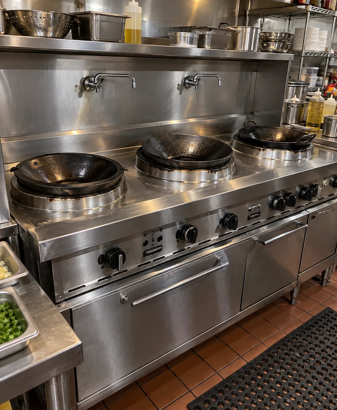 Commercial wok range controls after approved service in Clearwater