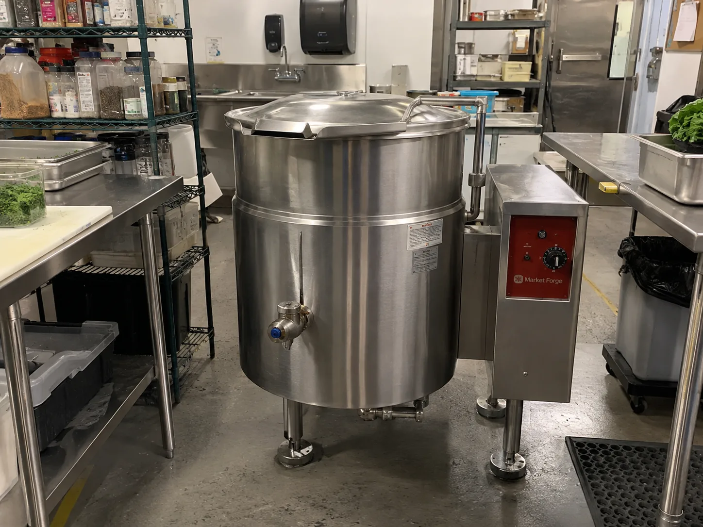 Market Forge commercial steam kettle after slow heat-up service in Temple Terrace