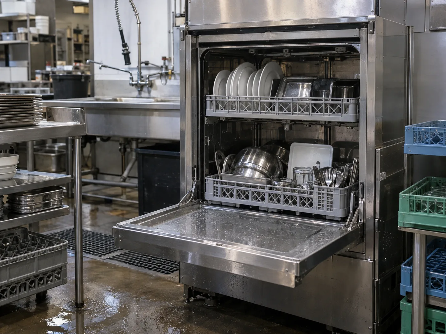 Door-type commercial dishwasher after rinse temperature repair