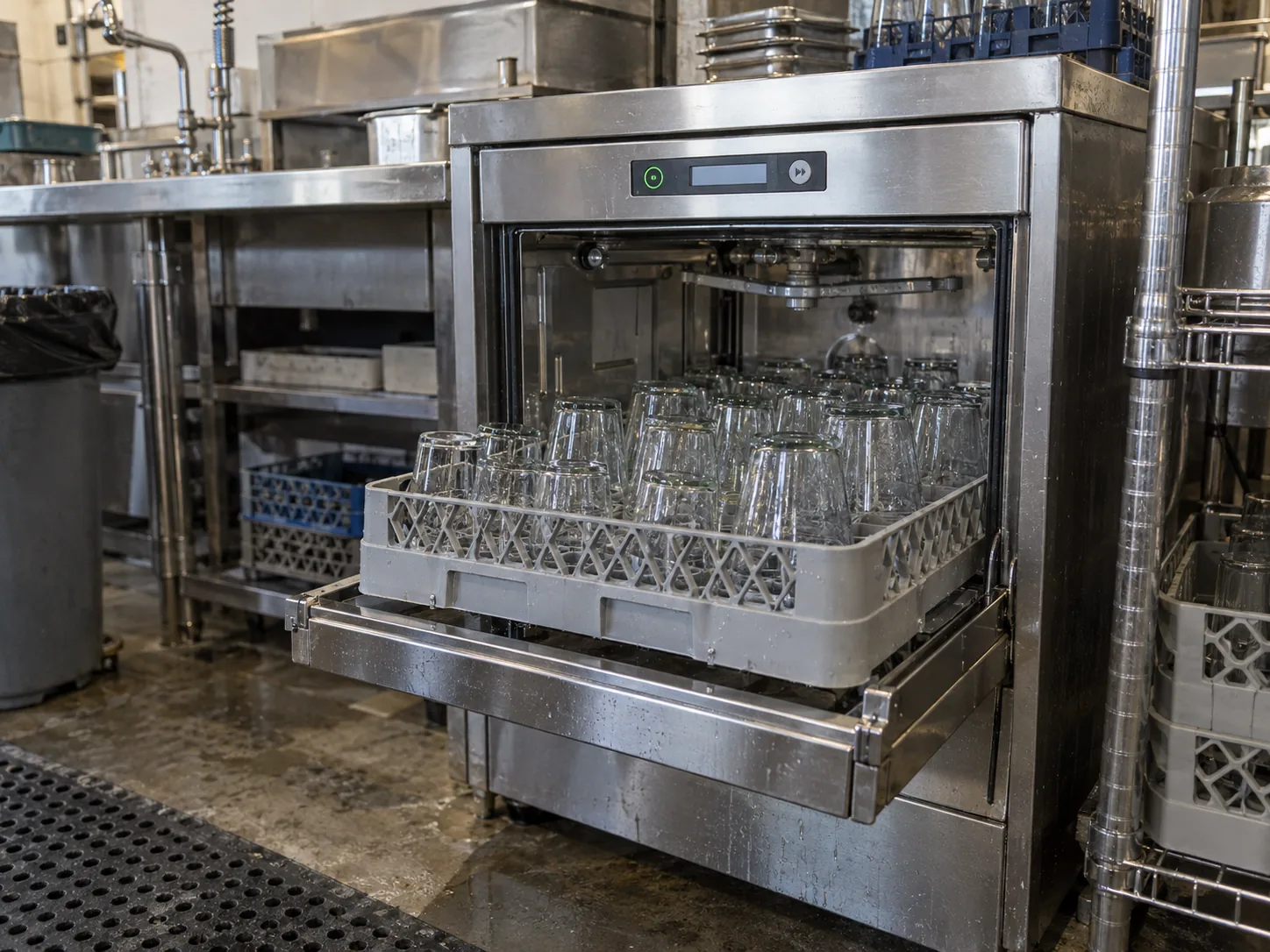 Commercial glasswasher after drain service in Atlanta