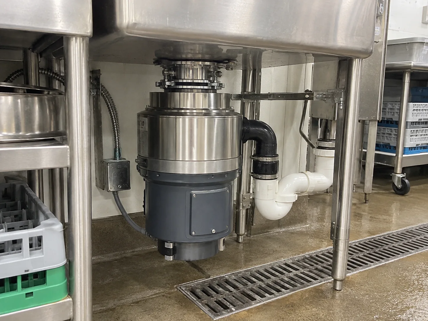 Commercial food waste disposer ready after motor service in Clearwater