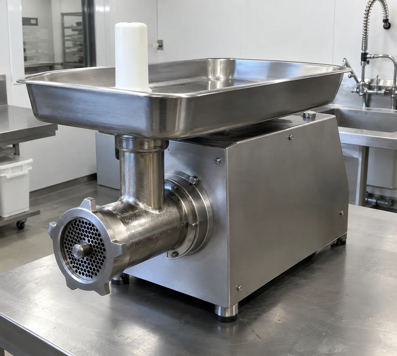 Commercial meat grinder ready after drive repair
