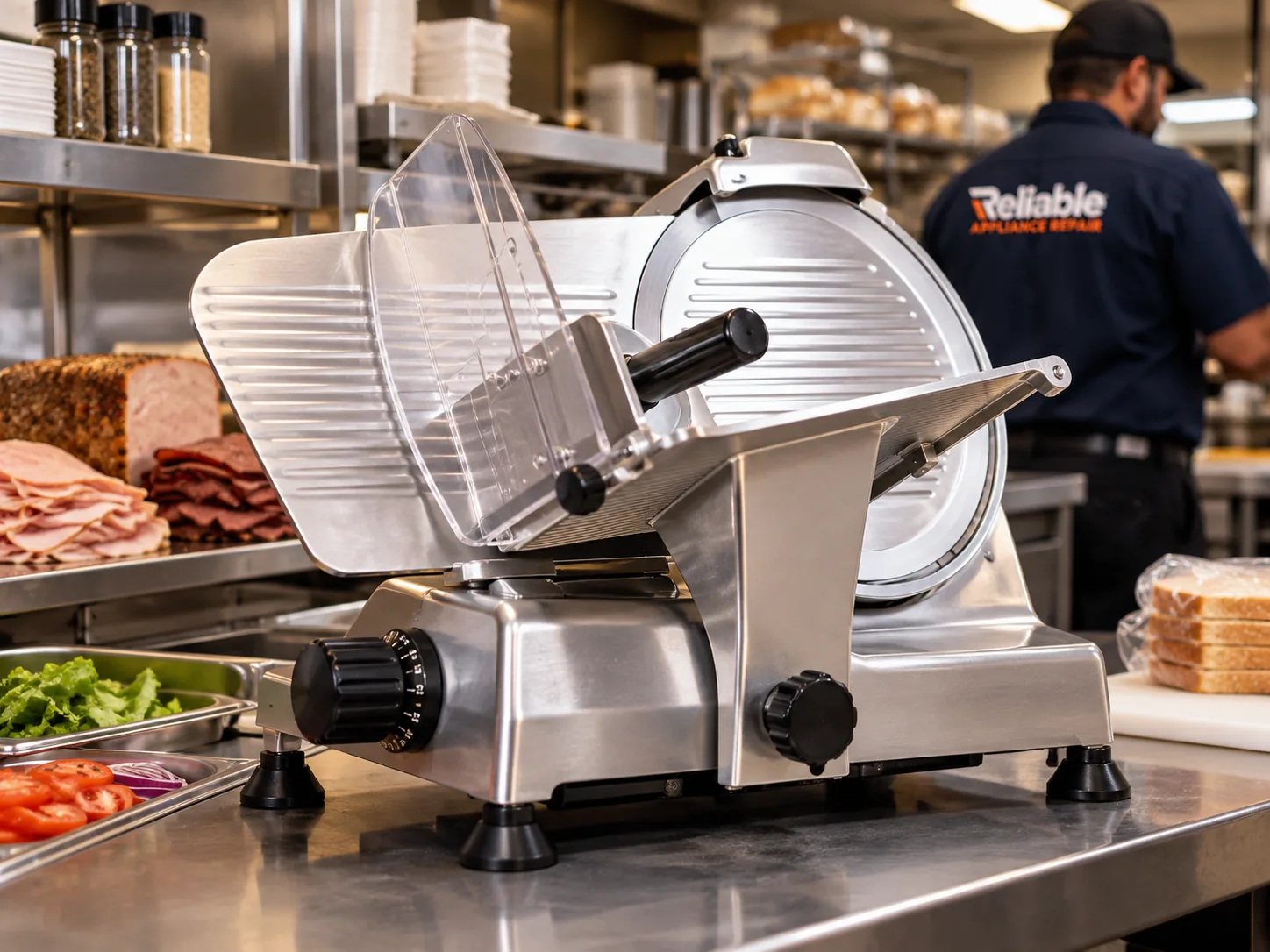 Commercial deli slicer ready after carriage service in Tampa