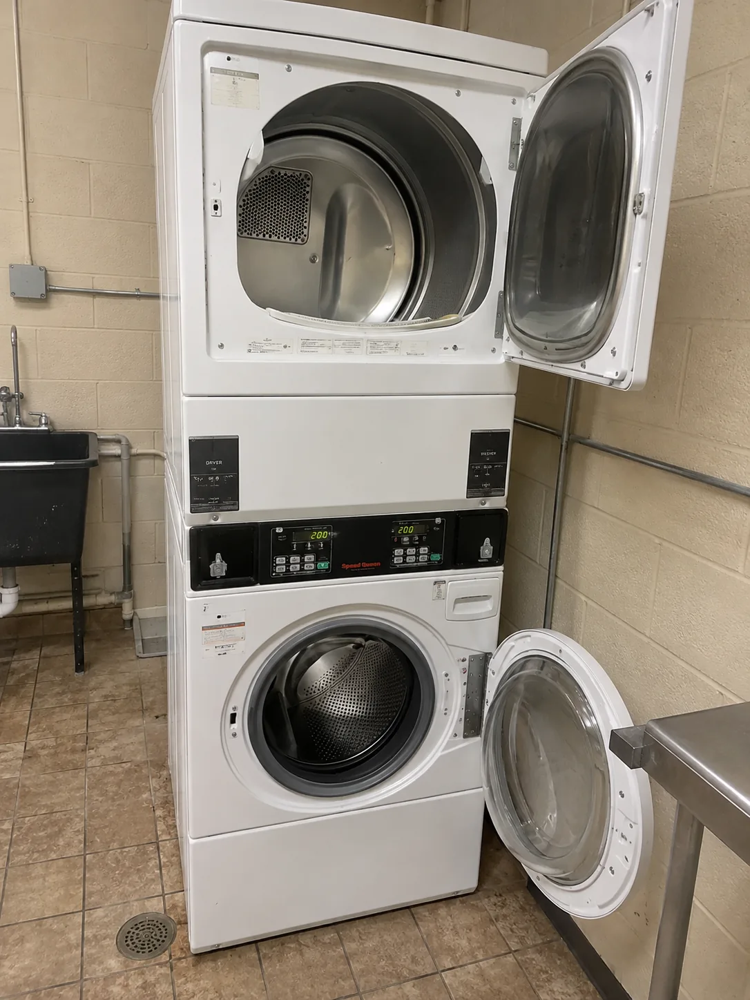 Stack washer dryer after service