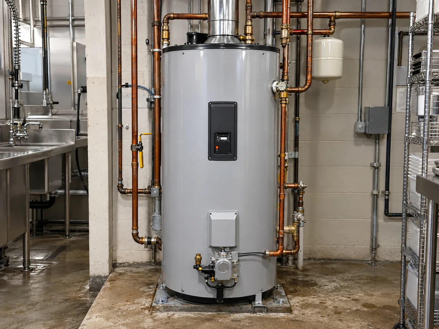 Commercial water heater after temperature repair