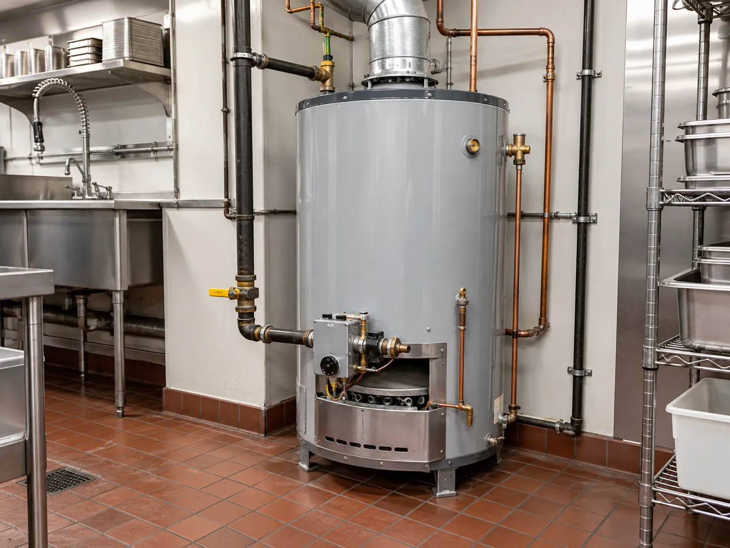 Commercial water heater after temperature repair