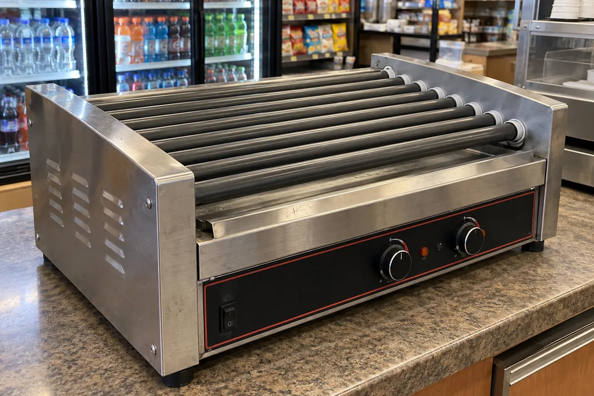 Commercial roller grill after drive system repair in Brandon