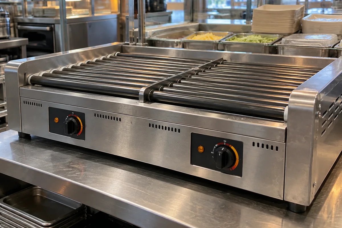 Commercial roller grill after thermostat repair in Temple Terrace