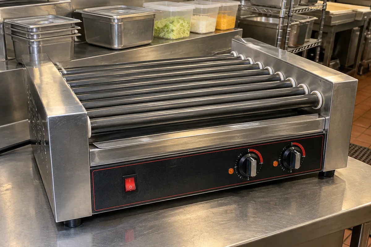Commercial roller grill after power switch repair in St. Petersburg