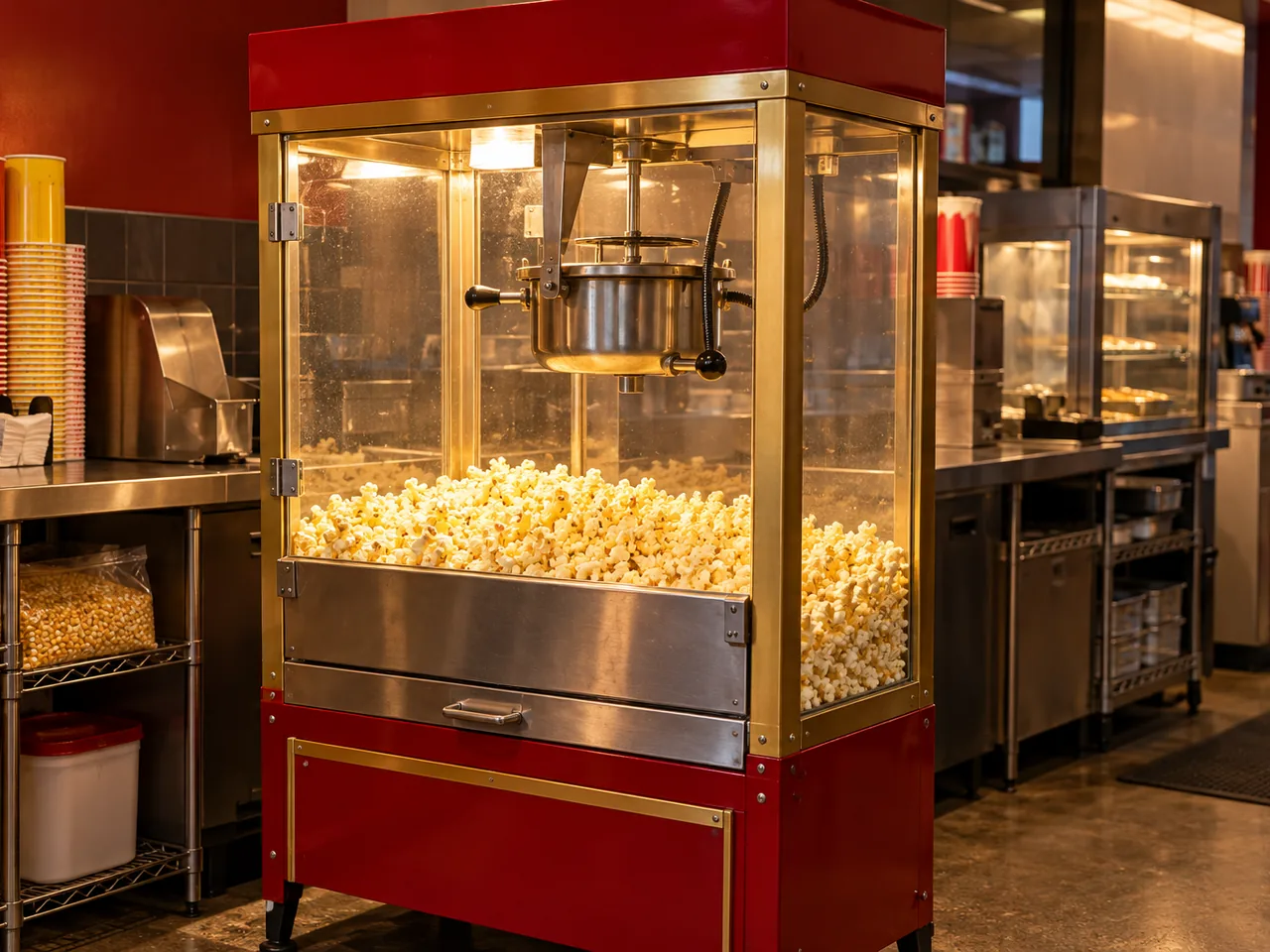 Commercial popcorn machine after kettle heat service in Downtown Tampa