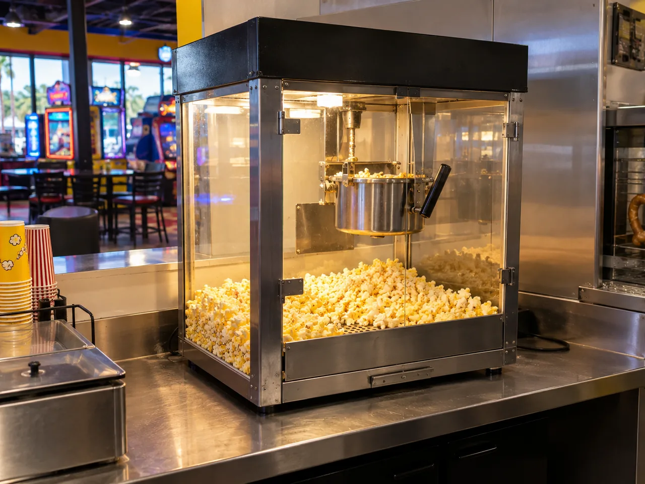 Countertop commercial popcorn machine after startup repair in Brandon