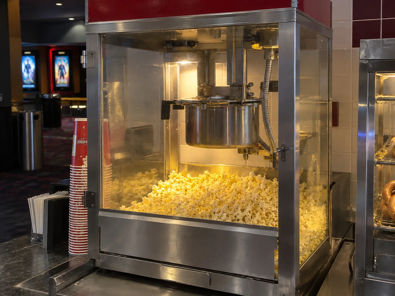 Commercial popcorn machine after kettle heating service in Atlanta
