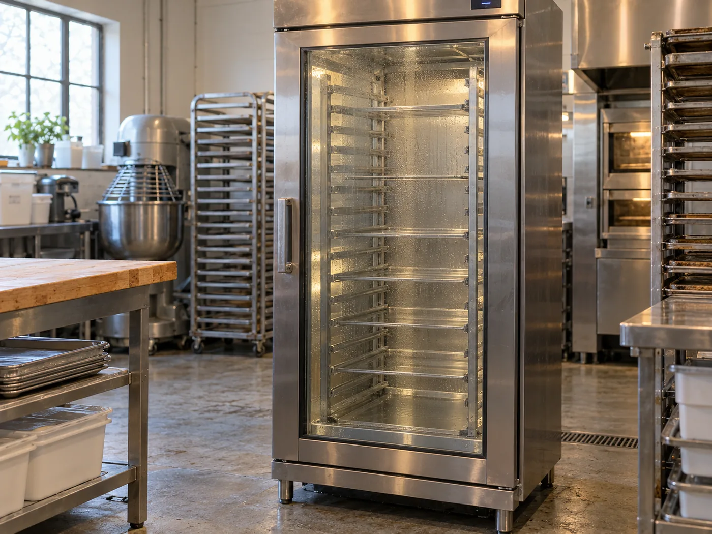 Full-height bakery proofer after humidity service