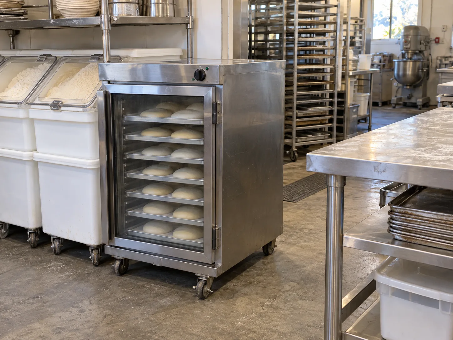 Mobile dough proofer after temperature service