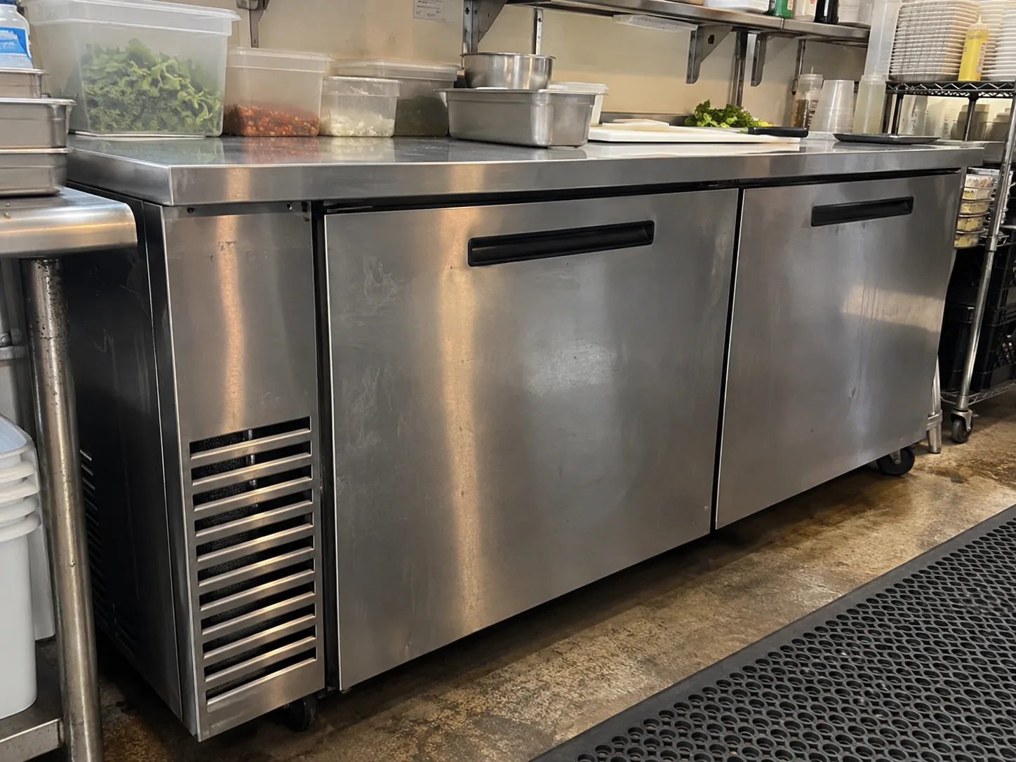 Two-door undercounter refrigerator after airflow service in Midtown Atlanta