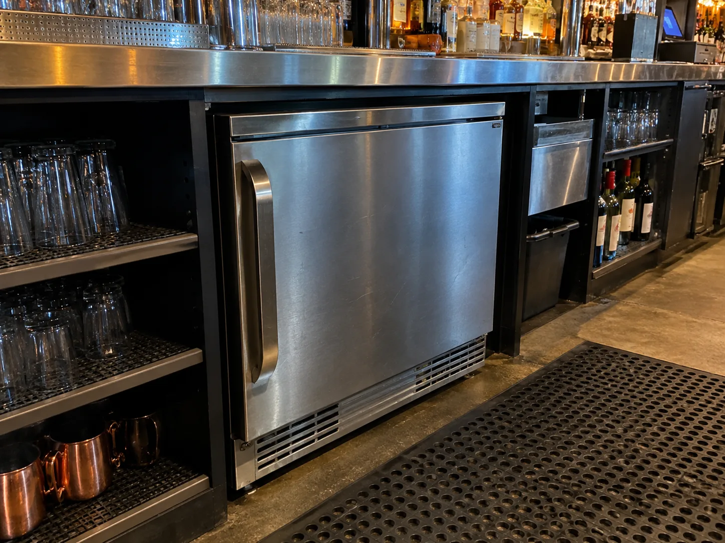 One-door commercial undercounter refrigerator after service in Buckhead