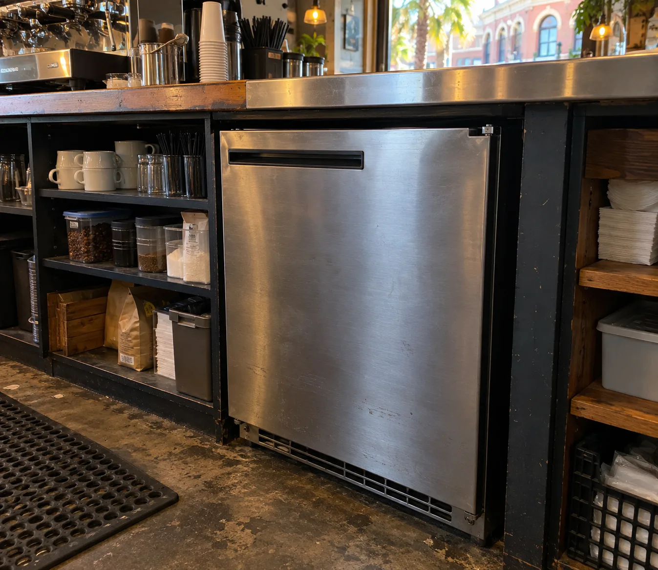 One-door undercounter refrigerator after thermostat service in Ybor City