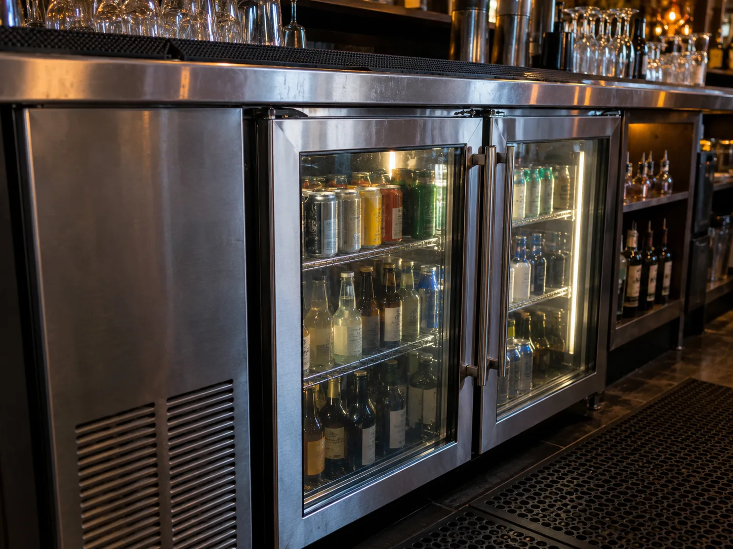 Commercial bar refrigerator after door seal service in South Tampa