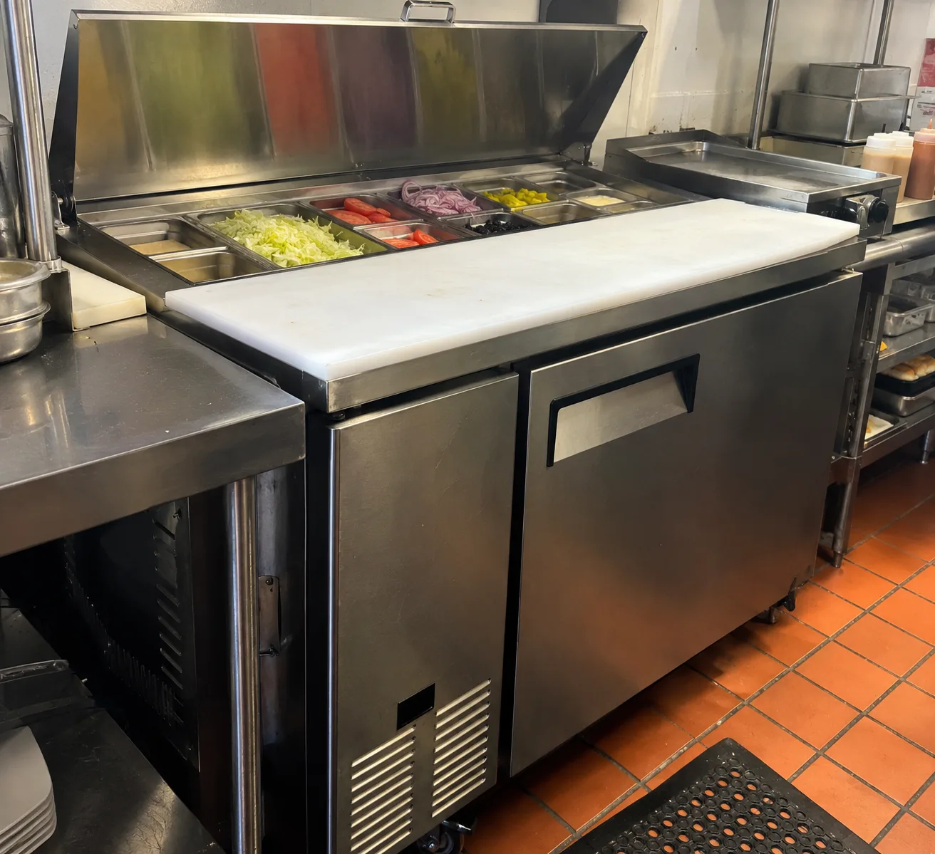 Sandwich prep refrigerator after thermostat service in Ybor City