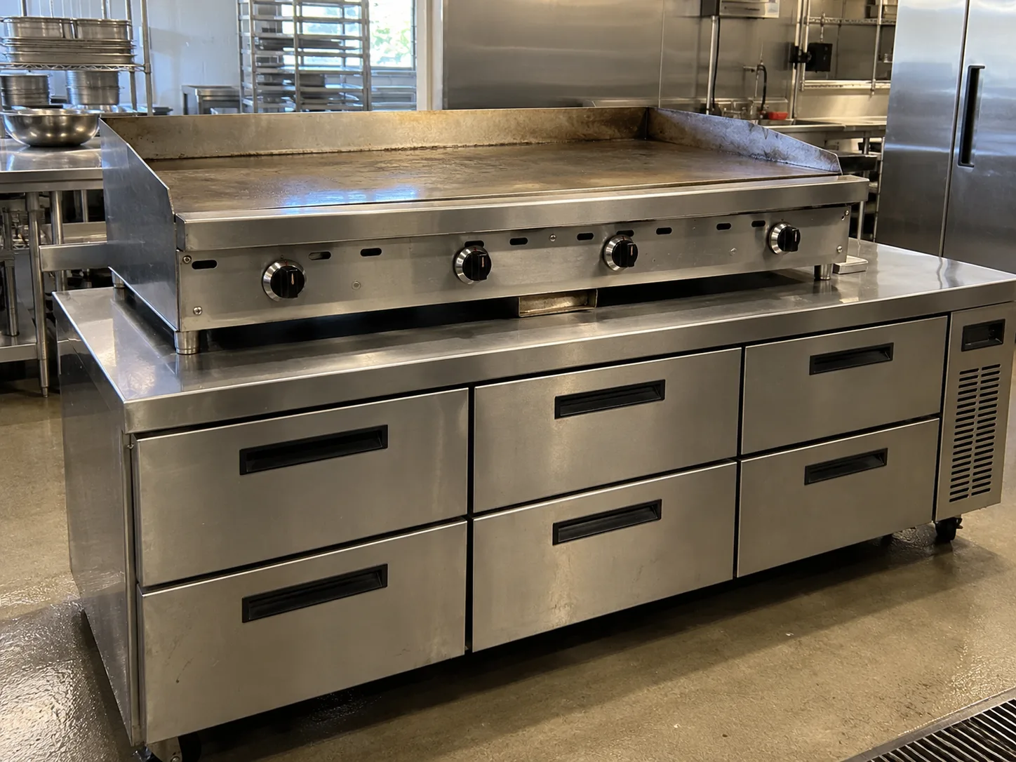 Four-drawer chef base after evaporator fan repair