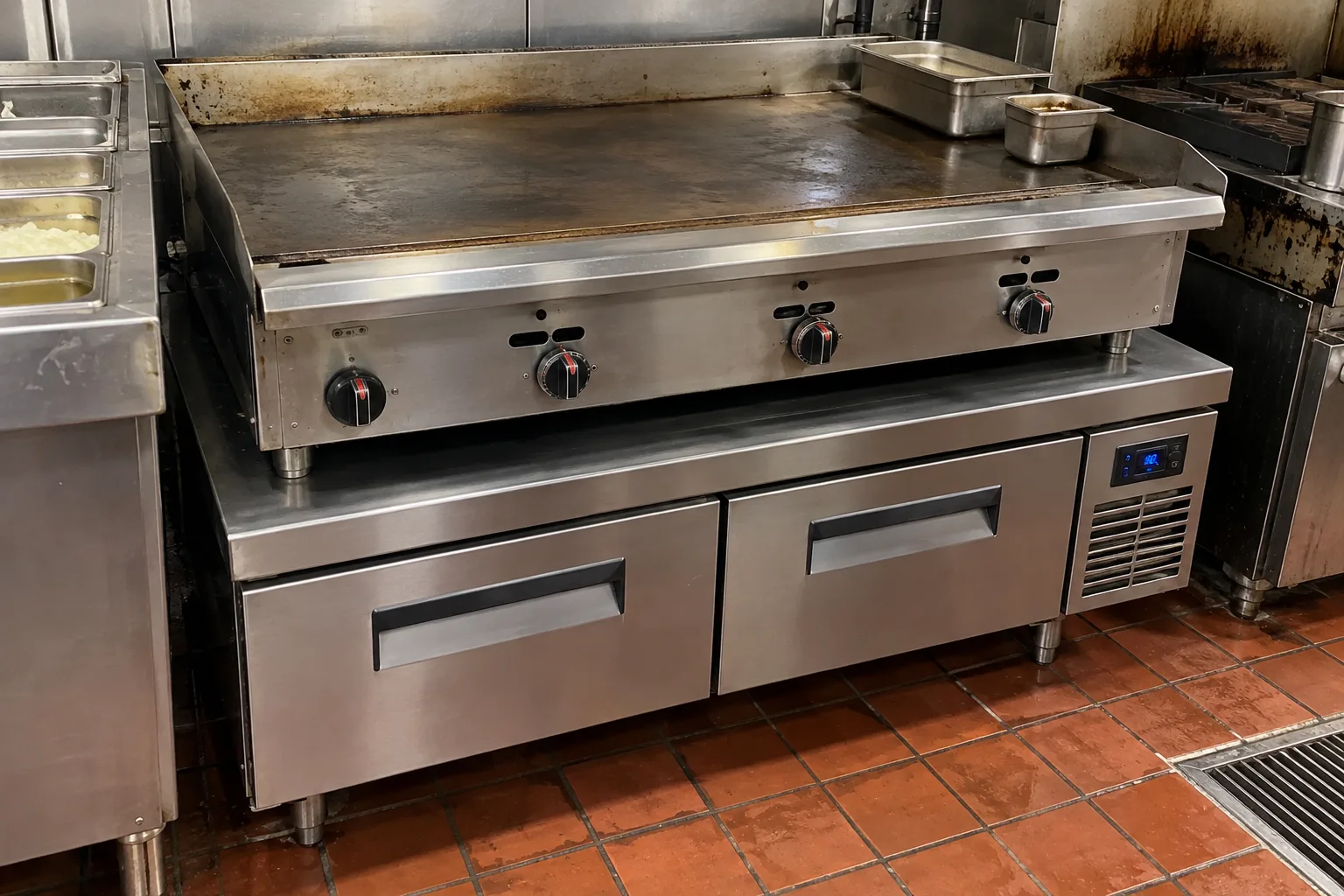Six-drawer commercial chef base in Brandon after gasket service