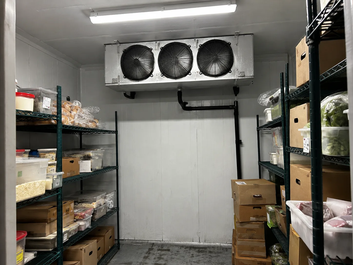 Commercial walk-in freezer after defrost repair