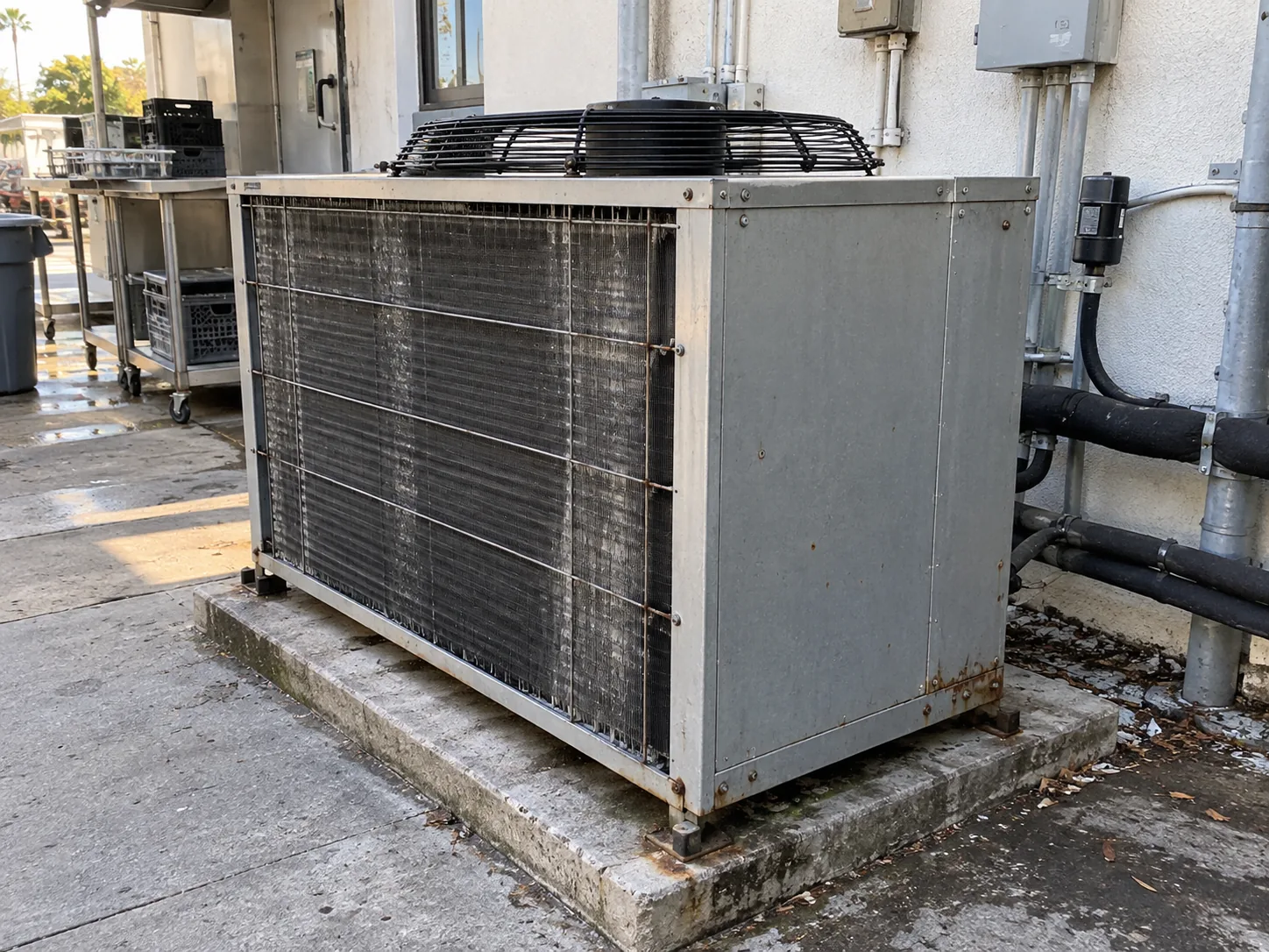Walk-in condensing unit after airflow repair