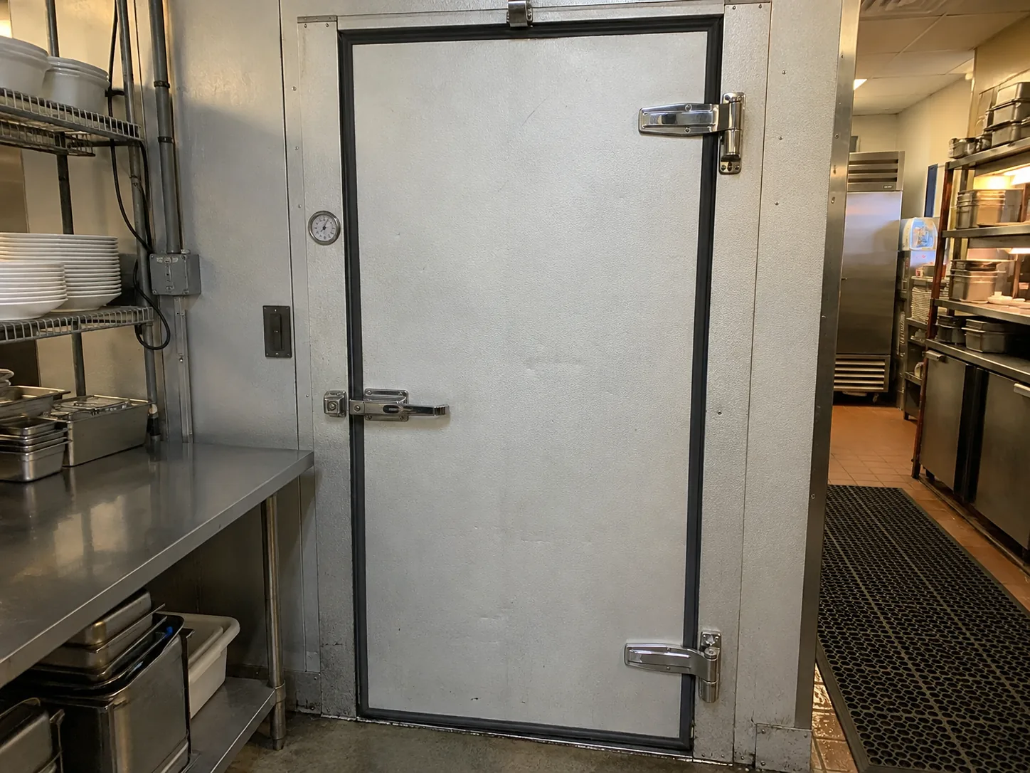 Commercial walk-in cooler door after gasket replacement