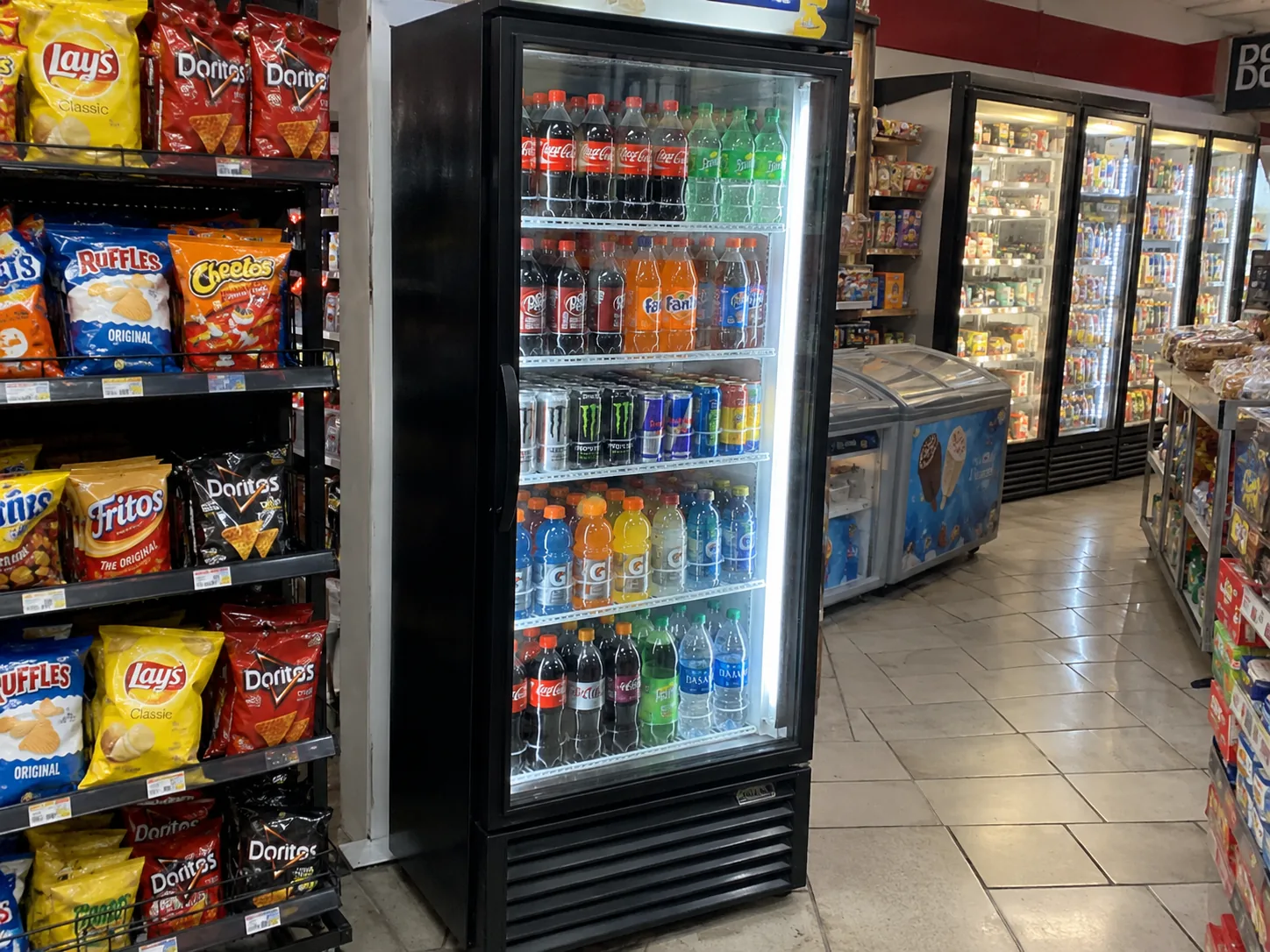 Single-door glass merchandiser after service